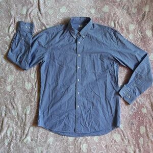 Uniqlo Men’s Blue Gingham Checkered Long Sleeve Button Up Dress Shirt size L